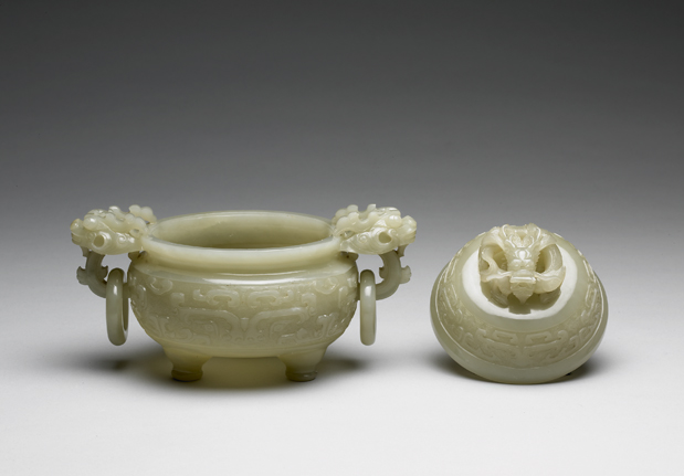 Jade incense burner with animal-mask pattern, Qing dynasty, 1644-1911-China Archive